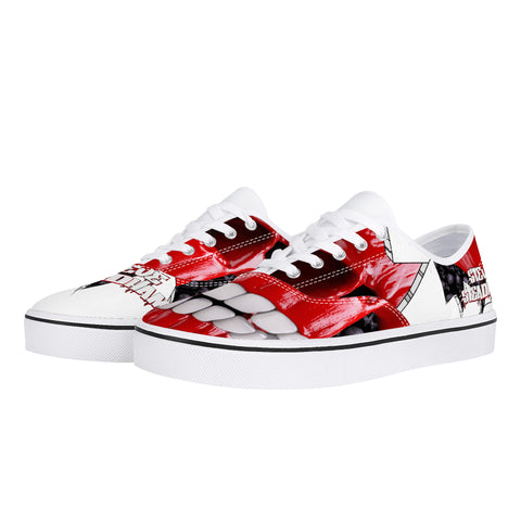 Red Skull - White Canvas Low Top