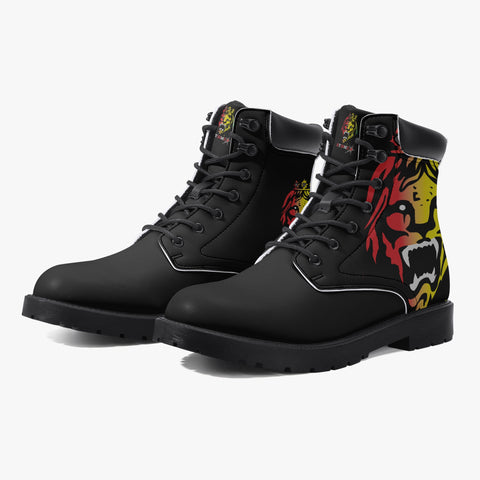 Rasta Lion - Stealth Black Leather Boots