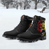 Rasta Lion - Stealth Black Leather Boots