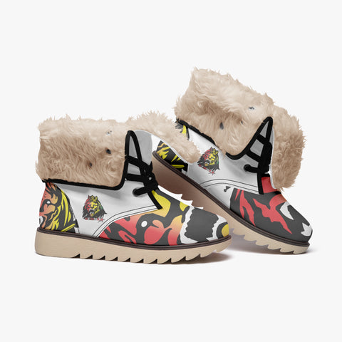 Rasta Lion Fur High Top Boots White