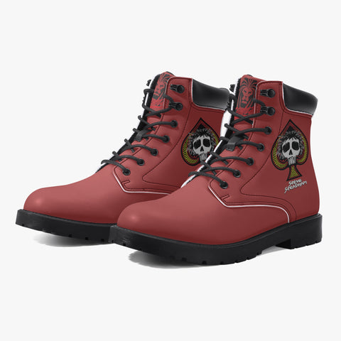 SS Ace of Spade Leather Boots - Rose