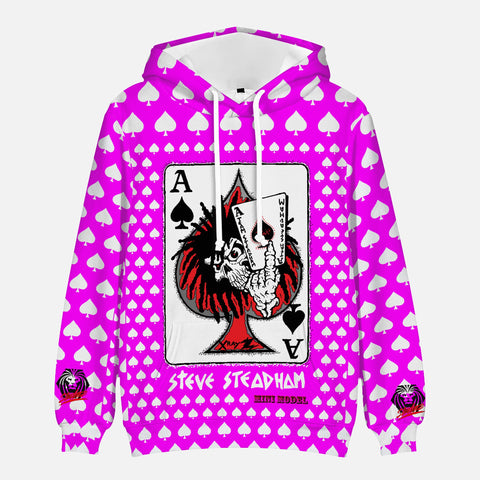 Ace of Spade Magenta Retro Hooded Sweatshirt