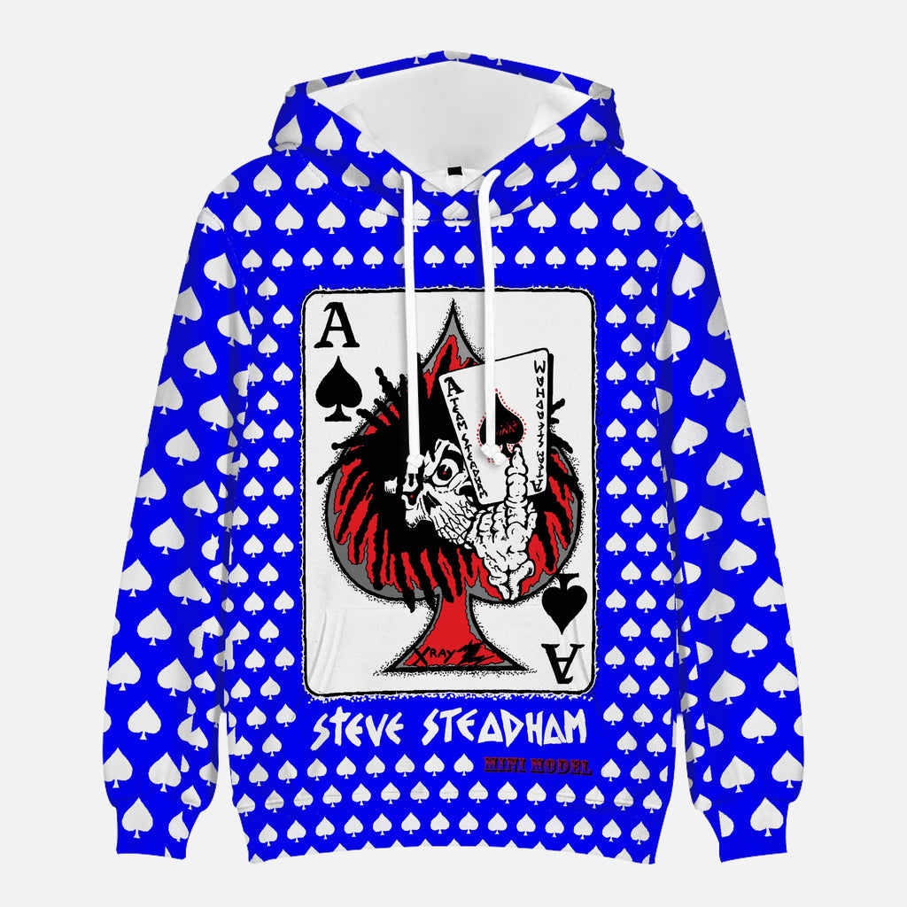 Ace of Spades Blue Retro Hooded Sweatshirt – Stedmz Ace of Spades Blue Retro Hooded Sweatshirt – Stedmz
