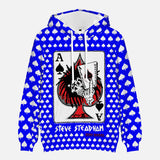 Ace of Spades Blue Retro Hooded Sweatshirt