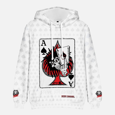 Ace of Spades Retro White Hooded Sweatshirt