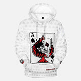 Ace of Spades Retro White Hooded Sweatshirt