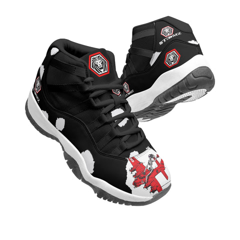 Steadham Bomber Black Aces Leather Basketball Shoe