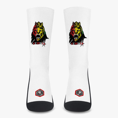 Rasta Lion Face White Reinforced Sports Socks