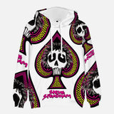 Steve Steadham Magenta Spade White Hooded Sweatshirt